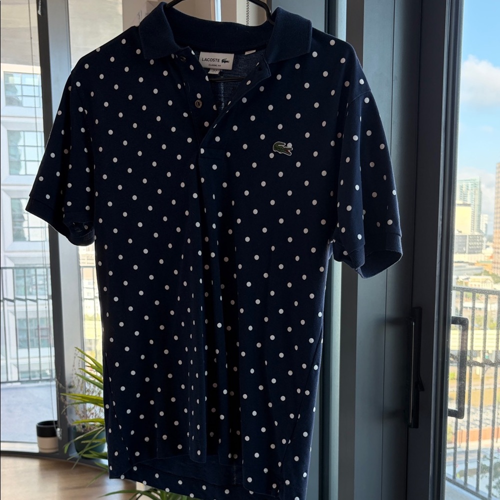 Lacoste Dark Blue Polo with White Dots